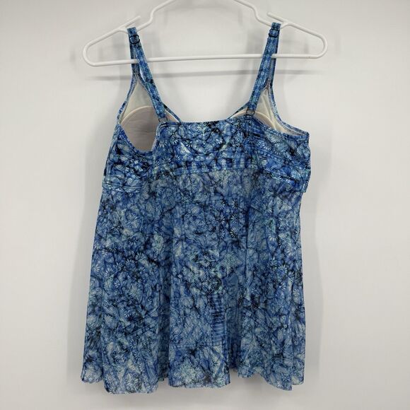 Croft And Barrow Tankini Swim Top 14 Blue White Cruise Beach Adjustable Strap - Picture 5 of 11